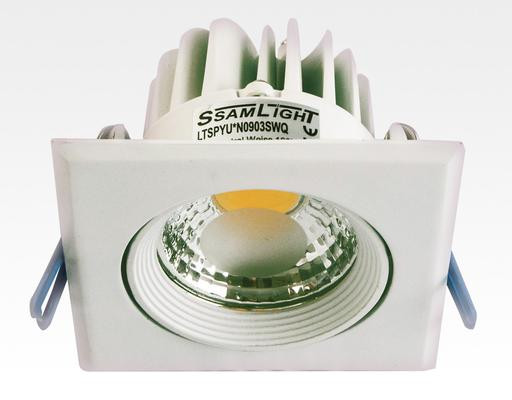 3W LED Einbau Spotleuchte weiß quadratisch Neutral Weiß / 4000-4500K 180lm 230VAC IP44 65Grad