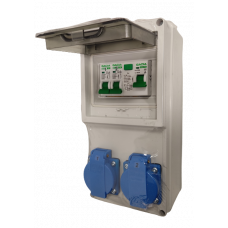 Stromverteiler inklusive FI + 2x Leitungsschutzschalter mit 6A / Anschlussbuche für Schnellinstallation