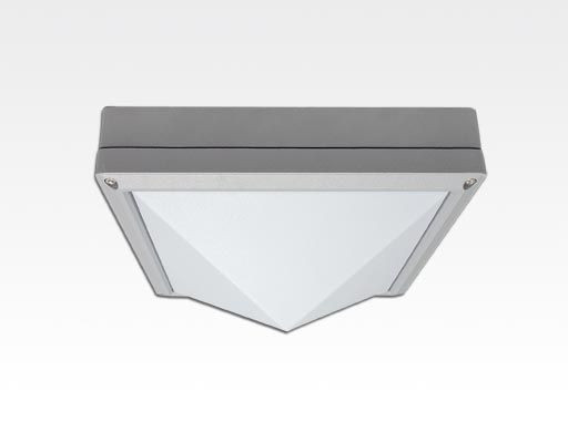 13W LED Wand/Deckenleuchte grau quadr. pyramide Tageslicht Weiß / 6000-6500K 560lm 230VAC IP54 120Grad