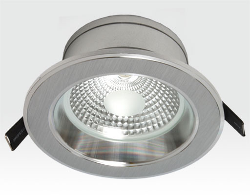 9W LED Einbau Downlight silber rund Warm Weiss / 2700-3200K 585lm 230VAC IP40 120Grad