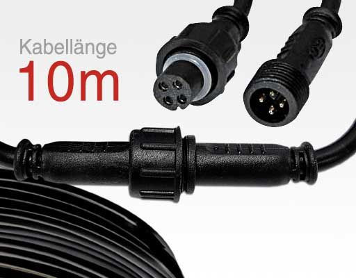 10m Anschlusskabel IP67 Easy Stecker RGB 4-polig / female to male für LTSPSC/RLSC-Serie