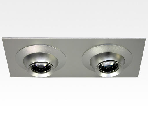 6W LED Fokus Doppel Einbauspot silber rechteckig Neutral Weiß / 4000K 400lm 230VAC 10-60Grad