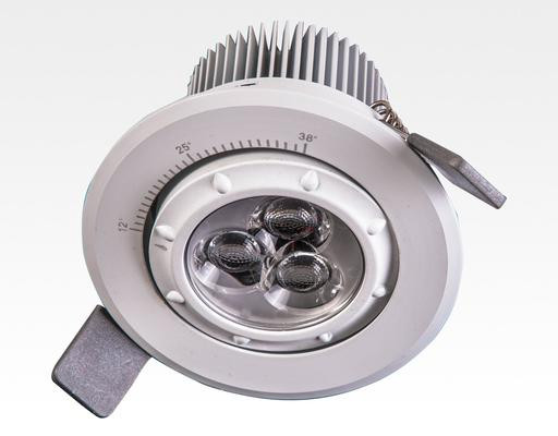 7W LED Fokus Einbauspot weiß rund Warm Weiß / 3000K 450lm 230VAC 12-38Grad