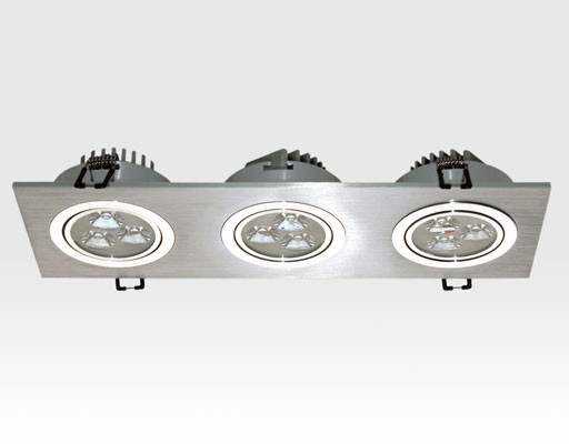 9W LED Einbau Spotleuchte Alu gebürstet rechteckig Warm Weiß / 2700-3200K 585lm 230VAC IP40 35Grad