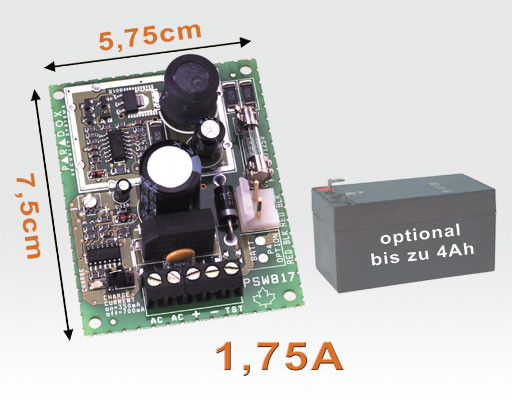 Netzteil Platine 13,8VDC 1,75A Akkugepuffer möglich / elektronische Sicherung