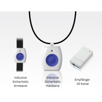 FunkNotruf universal - erweitert und ersetzt nicht verfügbare Paniktaster/Notrufsender von klassichen Einbruchsmeldesystemen an drahtgebundener Meldelinie