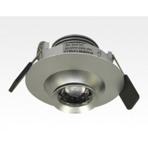 3W LED Fokus Einbauspot silber rund Warm Weiß / 3000K 200lm 230VAC 10-60Grad
