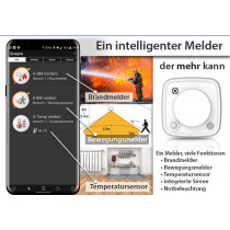 5 in 1 Komplett Paket -Brand-Alarm-Temperatur inkl. Smartphone Alarm