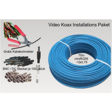 Video Kombi-Koaxkabel Installations Paket mit 100 Stk DC/Koax Stecker