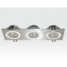 9W LED Einbau Spotleuchte Alu gebürstet rechteckig Warm Weiß / 2700-3200K 585lm 230VAC IP40 35Grad