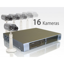 Videoüberwachung Paket 16fach Recorder mit 16 Zoomkameras