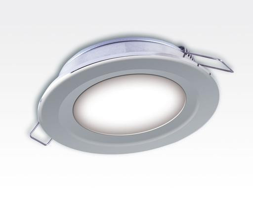 6W LED Einbau Downlight silber rund Neutral Weiß 1,5m Kabel / 4000-4500K 450lm 24VDC IP65 120Grad