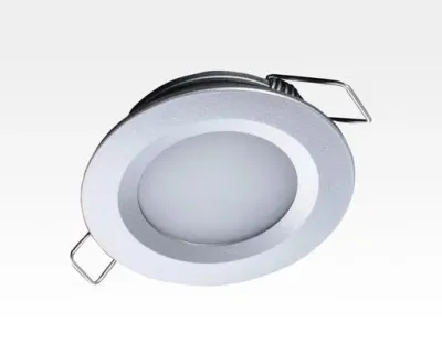 2W LED Einbau Downlight silber rund Warm Weiß 1,5m Kabel / 2700-3200K 180lm 24VDC IP65 120Grad