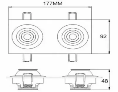 6W LED Fokus Doppel Einbauspot silber rechteckig Neutral Weiß / 4000K 400lm 230VAC 10-60Grad — Bild 5